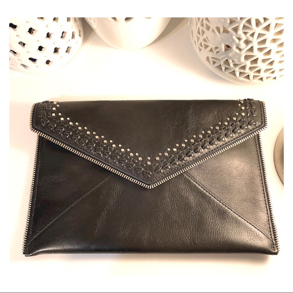 Rebecca Minkoff Handbags - Rebecca Minkoff 🖤 Black Envelope Clutch with Gold Zippers 🖤 OS